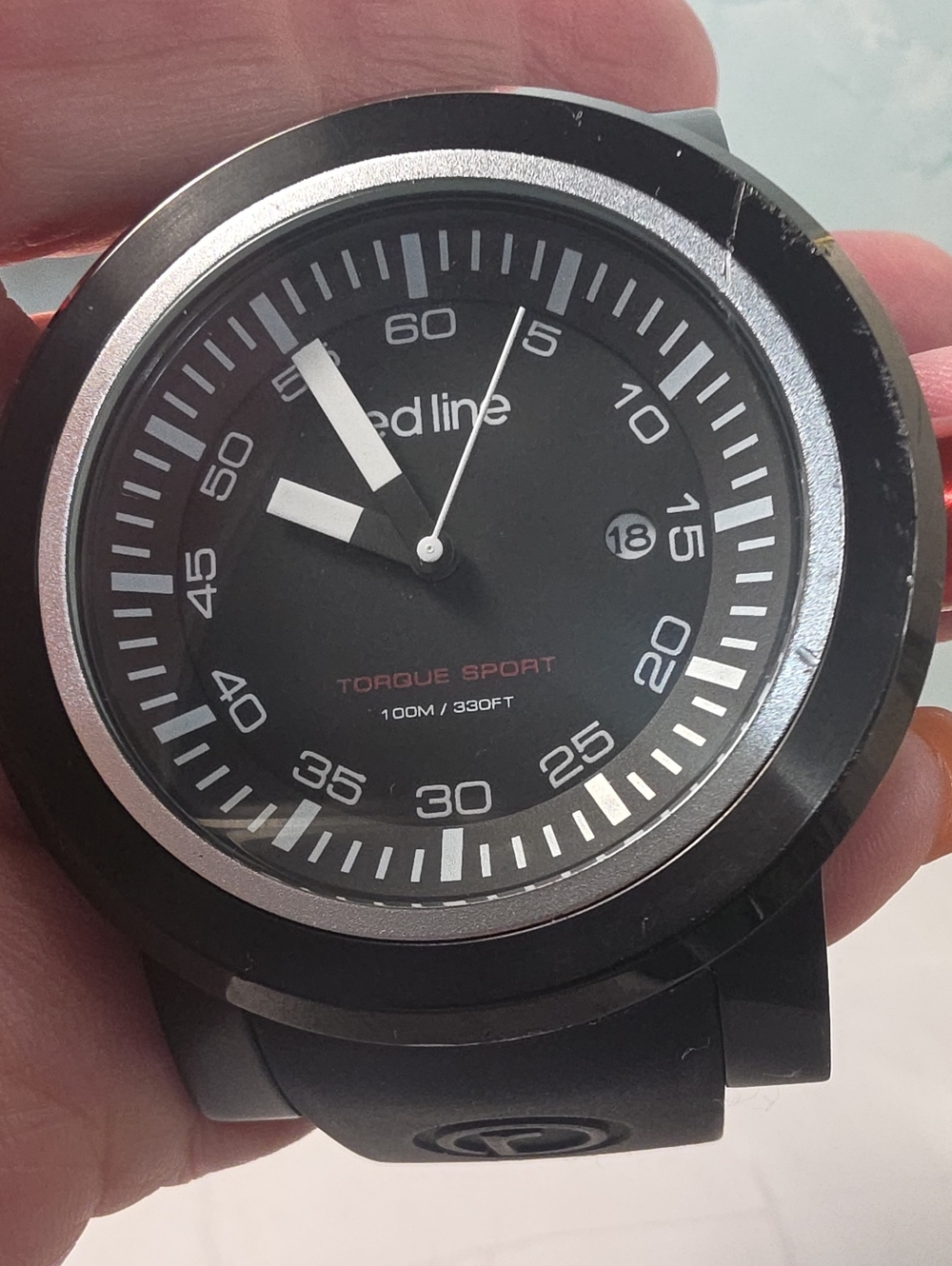 Redline Black Sport Watch with Red Accent Crown - Picture 5 of 5